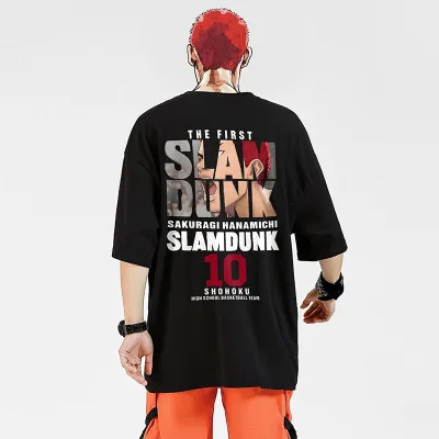 アニメシーン/キャラクター柄 プリント Tシャツ 男女兼用 SLAM DUNK スラムダンク風 ｔシャツ  湘北高校 桜木花道 コスプレ衣装　コスチューム　スラムダンク グッズ