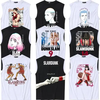 カートゥーンパターン、可愛らしくて快適なベーシックなノースリーブTシャツ 男女兼用 SLAM DUNK スラムダンク風 ｔシャツ 半袖 湘北高校 桜木花道 コスプレ衣装　コスチューム　スラムダンク グッズ