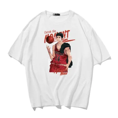 アニメシーン/キャラクター柄 プリント Tシャツ 男女兼用 SLAM DUNK スラムダンク風 ｔシャツ  湘北高校 桜木花道 コスプレ衣装　コスチューム　スラムダンク グッズ