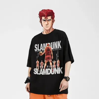 アニメシーン/キャラクター柄 プリント Tシャツ 男女兼用 SLAM DUNK スラムダンク風 ｔシャツ  湘北高校 桜木花道 コスプレ衣装　コスチューム　スラムダンク グッズ