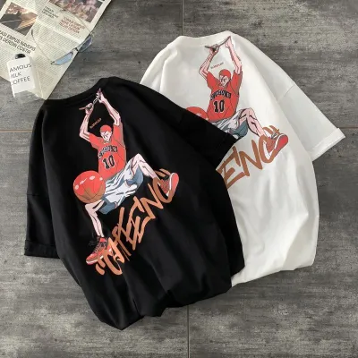 アニメシーン/キャラクター柄 プリント Tシャツ 男女兼用 SLAM DUNK スラムダンク風 ｔシャツ  湘北高校 桜木花道 コスプレ衣装　コスチューム　スラムダンク グッズ