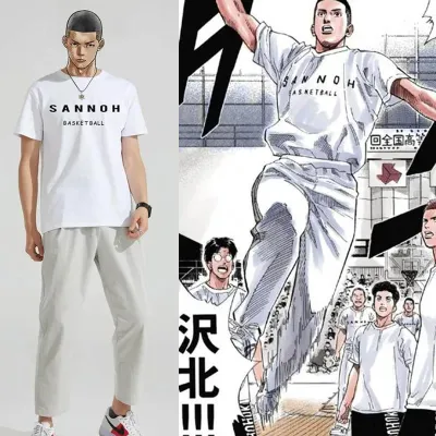 アニメシーン/キャラクター柄 プリント Tシャツ 男女兼用 SLAM DUNK スラムダンク風 ｔシャツ  湘北高校 桜木花道 コスプレ衣装　コスチューム　スラムダンク グッズ