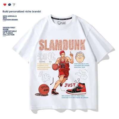 アニメシーン/キャラクター柄 プリント Tシャツ 男女兼用 SLAM DUNK スラムダンク風 ｔシャツ  湘北高校 桜木花道 コスプレ衣装　コスチューム　スラムダンク グッズ