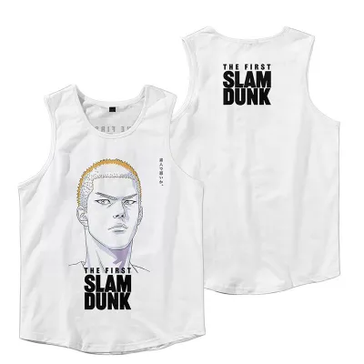 カートゥーンパターン、可愛らしくて快適なベーシックなノースリーブTシャツ 男女兼用 SLAM DUNK スラムダンク風 ｔシャツ 半袖 湘北高校 桜木花道 コスプレ衣装　コスチューム　スラムダンク グッズ