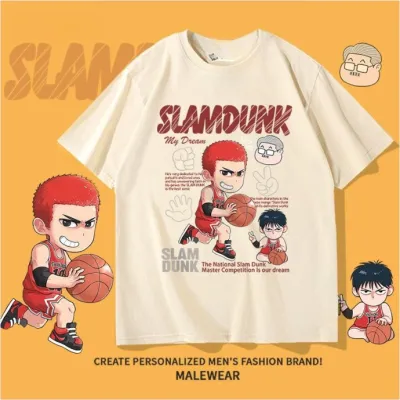 アニメシーン/キャラクター柄 プリント Tシャツ 男女兼用 SLAM DUNK スラムダンク風 ｔシャツ  湘北高校 桜木花道 コスプレ衣装　コスチューム　スラムダンク グッズ