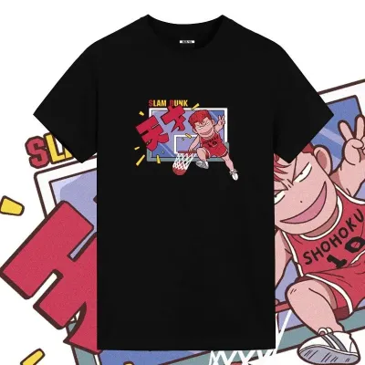 アニメシーン/キャラクター柄 プリント Tシャツ 男女兼用 SLAM DUNK スラムダンク風 ｔシャツ  湘北高校 桜木花道 コスプレ衣装　コスチューム　スラムダンク グッズ