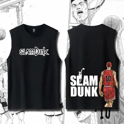 カートゥーンパターン、可愛らしくて快適なベーシックなノースリーブTシャツ  男女兼用 SLAM DUNK スラムダンク風 ｔシャツ  湘北高校 桜木花道 コスプレ衣装　コスチューム　スラムダンク グッズ