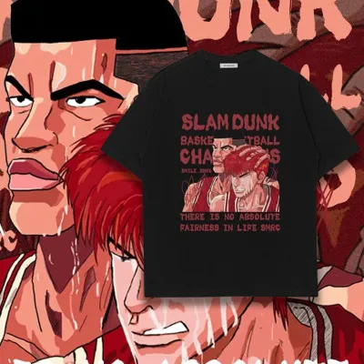 アニメシーン/キャラクター柄 プリント Tシャツ 男女兼用 SLAM DUNK スラムダンク風 ｔシャツ  湘北高校 桜木花道 コスプレ衣装　コスチューム　スラムダンク グッズ