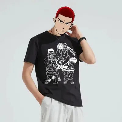 アニメシーン/キャラクター柄 プリント Tシャツ 男女兼用 SLAM DUNK スラムダンク風 ｔシャツ  湘北高校 桜木花道 コスプレ衣装　コスチューム　スラムダンク グッズ