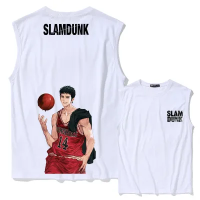 カートゥーンパターン、可愛らしくて快適なベーシックなノースリーブTシャツ  男女兼用 SLAM DUNK スラムダンク風 ｔシャツ  湘北高校 桜木花道 コスプレ衣装　コスチューム　スラムダンク グッズ