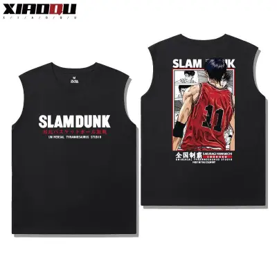 カートゥーンパターン、可愛らしくて快適なベーシックなノースリーブTシャツ 男女兼用 SLAM DUNK スラムダンク風 ｔシャツ  湘北高校 桜木花道 コスプレ衣装　コスチューム　スラムダンク グッズ