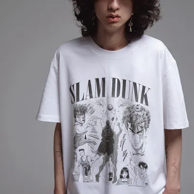 アニメシーン/キャラクター柄 プリント Tシャツ 男女兼用 SLAM DUNK スラムダンク風 ｔシャツ  湘北高校 桜木花道 コスプレ衣装　コスチューム　スラムダンク グッズ