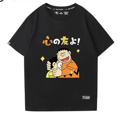 アニメシーン/キャラクター柄 プリント Tシャツ 男女兼用 ドラえもん風 ｔシャツ 半袖 長袖 パーカー ドラえもん のび太 しずか ジャイアン スネ夫 出木杉 ドラミ コスプレ衣装　コスチューム　グッズ