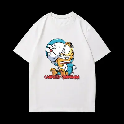 アニメシーン/キャラクター柄 プリント Tシャツ 男女兼用 ドラえもん風 ｔシャツ 半袖 長袖 パーカー ドラえもん のび太 しずか ジャイアン スネ夫 出木杉 ドラミ コスプレ衣装　コスチューム　グッズ