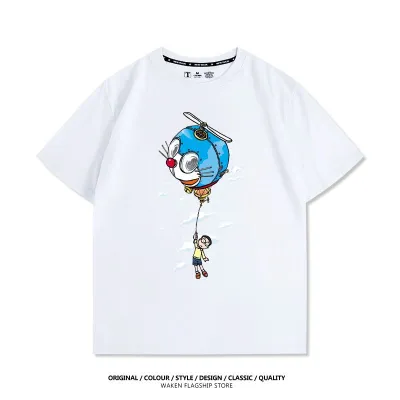 アニメシーン/キャラクター柄 プリント Tシャツ 男女兼用 ドラえもん風 ｔシャツ 半袖 長袖 パーカー ドラえもん のび太 しずか ジャイアン スネ夫 出木杉 ドラミ コスプレ衣装　コスチューム　グッズ