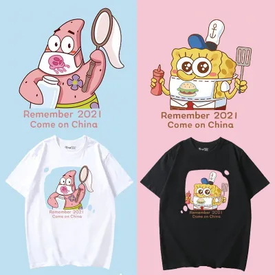 アニメシーン/キャラクター柄 プリント Tシャツ 男女兼用 スポンジ・ボブ風 ｔシャツ 半袖 長袖 パーカー スポンジ・ボブ・スクエアパンツ パトリック・スター スクィッドワード・テンタクルズ サンディ・チークス エッグマン・プランクト