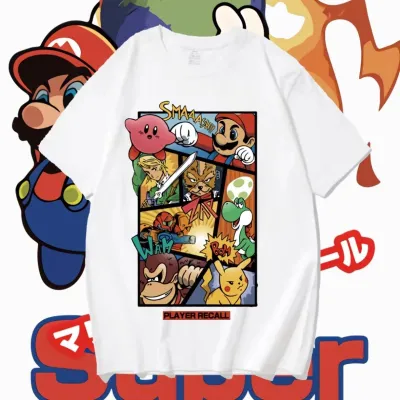 アニメシーン/キャラクター柄 プリント Tシャツ 男女兼用 Super Mario スーパーマリオ風 ｔシャツ 半袖 長袖 パーカー マリオ ルイージ プリンセスピーチ ヨッシー ワリオ ワルイージ ドンキーコング デイジー姫 コスプレ