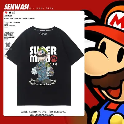 アニメシーン/キャラクター柄 プリント Tシャツ 男女兼用 Super Mario スーパーマリオ風 ｔシャツ 半袖 長袖 パーカー マリオ ルイージ プリンセスピーチ ヨッシー ワリオ ワルイージ ドンキーコング デイジー姫 コスプレ