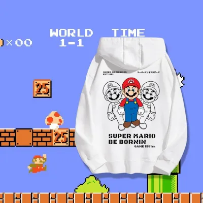 アニメシーン/キャラクター柄 プリント パーカー 男女兼用 Super Mario スーパーマリオ風 ｔシャツ 半袖 長袖 パーカー マリオ ルイージ プリンセスピーチ ヨッシー ワリオ ワルイージ ドンキーコング デイジー姫 コスプレ