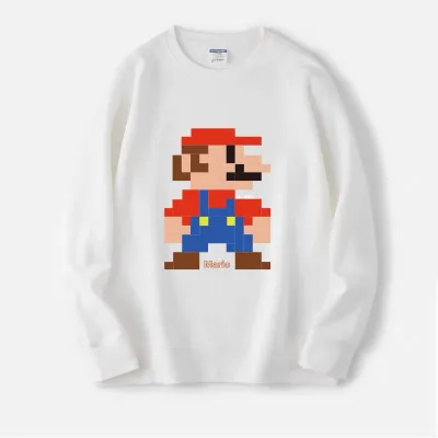 アニメシーン/キャラクター柄 プリント Tシャツ 男女兼用 Super Mario スーパーマリオ風 ｔシャツ 半袖 長袖 パーカー マリオ ルイージ プリンセスピーチ ヨッシー ワリオ ワルイージ ドンキーコング デイジー姫 コスプレ