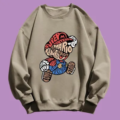 アニメシーン/キャラクター柄 プリント Tシャツ 男女兼用 Super Mario スーパーマリオ風 ｔシャツ 半袖 長袖 パーカー マリオ ルイージ プリンセスピーチ ヨッシー ワリオ ワルイージ ドンキーコング デイジー姫 コスプレ