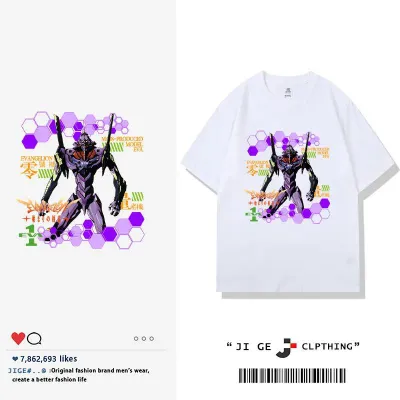 アニメシーン/キャラクター柄 プリント Tシャツ 男女兼用 EVA 新世紀エヴァンゲリオン ｔシャツ アスカ 綾波レイ 葛城ミサト 初号機 第2号機 第3号機 コスプレ衣装　コスチューム　スラムダンク グッズ