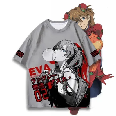 アニメシーン/キャラクター柄 プリント Tシャツ 男女兼用 EVA 新世紀エヴァンゲリオン ｔシャツ アスカ 綾波レイ 葛城ミサト 初号機 第2号機 第3号機 コスプレ衣装　コスチューム　スラムダンク グッズ