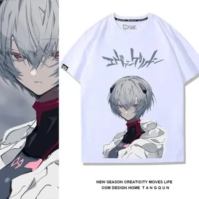 アニメシーン/キャラクター柄 プリント Tシャツ 男女兼用 EVA 新世紀エヴァンゲリオン ｔシャツ アスカ 綾波レイ 葛城ミサト 初号機 第2号機 第3号機 コスプレ衣装　コスチューム　スラムダンク グッズ