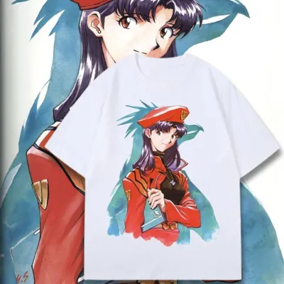 アニメシーン/キャラクター柄 プリント Tシャツ 男女兼用 EVA 新世紀エヴァンゲリオン ｔシャツ アスカ 綾波レイ 葛城ミサト 初号機 第2号機 第3号機 コスプレ衣装　コスチューム　スラムダンク グッズ