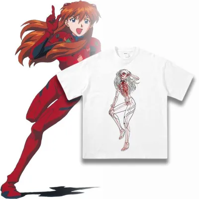 アニメシーン/キャラクター柄 プリント Tシャツ 男女兼用 EVA 新世紀エヴァンゲリオン ｔシャツ アスカ 綾波レイ 葛城ミサト 初号機 第2号機 第3号機 コスプレ衣装　コスチューム　スラムダンク グッズ