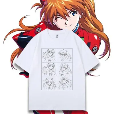 アニメシーン/キャラクター柄 プリント Tシャツ 男女兼用 EVA 新世紀エヴァンゲリオン ｔシャツ アスカ 綾波レイ 葛城ミサト 初号機 第2号機 第3号機 コスプレ衣装　コスチューム　スラムダンク グッズ