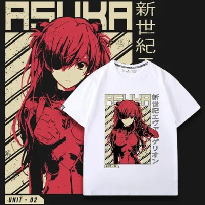 アニメシーン/キャラクター柄 プリント Tシャツ 男女兼用 EVA 新世紀エヴァンゲリオン ｔシャツ アスカ 綾波レイ 葛城ミサト 初号機 第2号機 第3号機 コスプレ衣装　コスチューム　スラムダンク グッズ