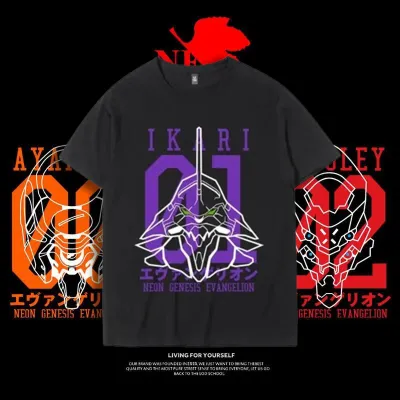 アニメシーン/キャラクター柄 プリント Tシャツ 男女兼用 EVA 新世紀エヴァンゲリオン ｔシャツ アスカ 綾波レイ 葛城ミサト 初号機 第2号機 第3号機 コスプレ衣装　コスチューム　スラムダンク グッズ