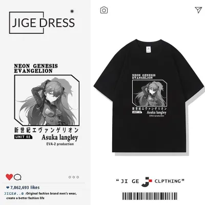 アニメシーン/キャラクター柄 プリント Tシャツ 男女兼用 EVA 新世紀エヴァンゲリオン ｔシャツ アスカ 綾波レイ 葛城ミサト 初号機 第2号機 第3号機 コスプレ衣装　コスチューム　スラムダンク グッズ