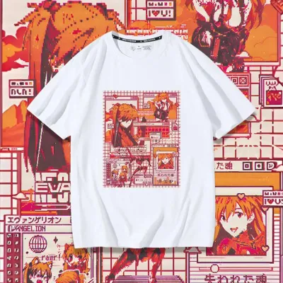 アニメシーン/キャラクター柄 プリント Tシャツ 男女兼用 EVA 新世紀エヴァンゲリオン ｔシャツ アスカ 綾波レイ 葛城ミサト 初号機 第2号機 第3号機 コスプレ衣装　コスチューム　スラムダンク グッズ