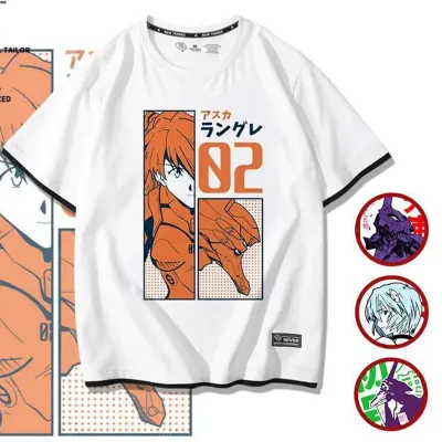 アニメシーン/キャラクター柄 プリント Tシャツ 男女兼用 EVA 新世紀エヴァンゲリオン ｔシャツ アスカ 綾波レイ 葛城ミサト 初号機 第2号機 第3号機 コスプレ衣装　コスチューム　スラムダンク グッズ