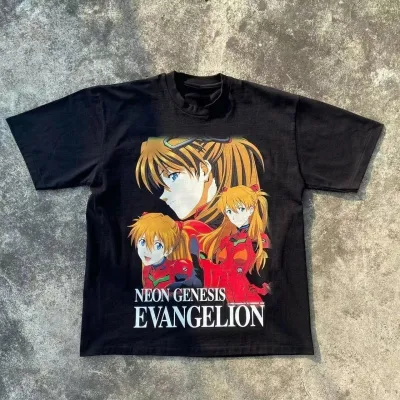 アニメシーン/キャラクター柄 プリント Tシャツ 男女兼用 EVA 新世紀エヴァンゲリオン ｔシャツ アスカ 綾波レイ 葛城ミサト 初号機 第2号機 第3号機 コスプレ衣装　コスチューム　スラムダンク グッズ