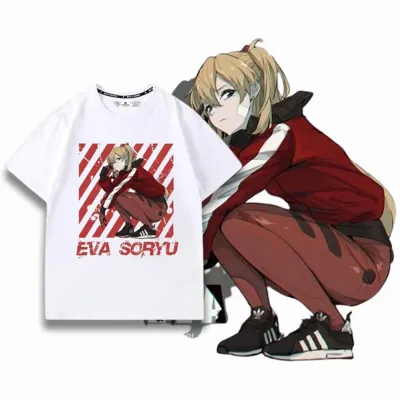 アニメシーン/キャラクター柄 プリント Tシャツ 男女兼用 EVA 新世紀エヴァンゲリオン ｔシャツ アスカ 綾波レイ 葛城ミサト 初号機 第2号機 第3号機 コスプレ衣装　コスチューム　スラムダンク グッズ