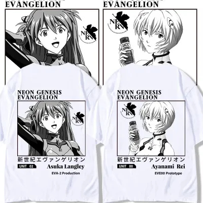 アニメシーン/キャラクター柄 プリント Tシャツ 男女兼用 EVA 新世紀エヴァンゲリオン ｔシャツ アスカ 綾波レイ 葛城ミサト 初号機 第2号機 第3号機 コスプレ衣装　コスチューム　スラムダンク グッズ