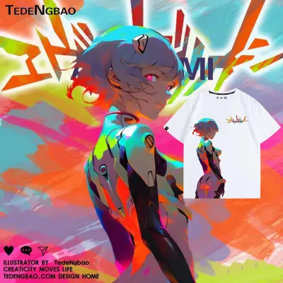 アニメシーン/キャラクター柄 プリント Tシャツ 男女兼用 EVA 新世紀エヴァンゲリオン ｔシャツ アスカ 綾波レイ 葛城ミサト 初号機 第2号機 第3号機 コスプレ衣装　コスチューム　スラムダンク グッズ