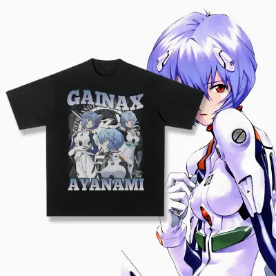 アニメシーン/キャラクター柄 プリント Tシャツ 男女兼用 EVA 新世紀エヴァンゲリオン ｔシャツ アスカ 綾波レイ 葛城ミサト 初号機 第2号機 第3号機 コスプレ衣装　コスチューム　スラムダンク グッズ