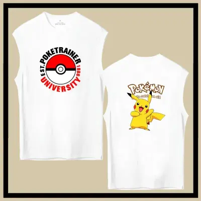 カートゥーンパターン、可愛らしくて快適なベーシックなノースリーブTシャツ 男女兼用 Pokémon ポケモン ｔシャツ ピカチュウ サトシ ゲームフリーク コスプレ衣装　コスチューム　スラムダンク グッズ