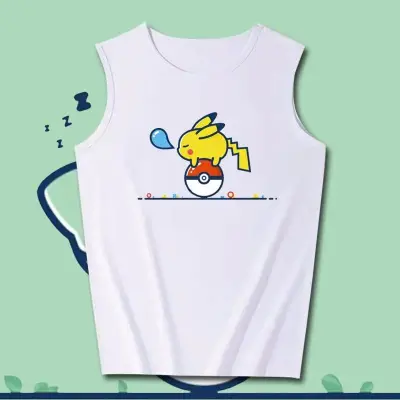 カートゥーンパターン、可愛らしくて快適なベーシックなノースリーブTシャツ 男女兼用 Pokémon ポケモン ｔシャツ ピカチュウ サトシ ゲームフリーク コスプレ衣装　コスチューム　スラムダンク グッズ