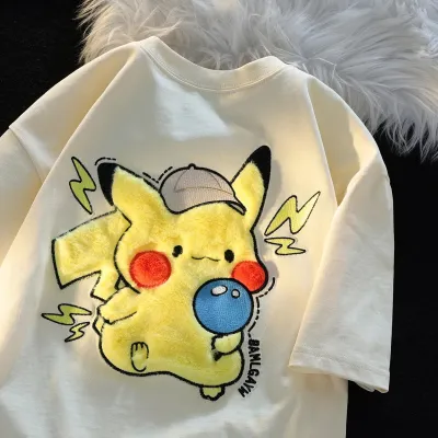 アニメシーン/キャラクター柄 プリント Tシャツ 男女兼用 Pokémon ポケモン ｔシャツ ピカチュウ サトシ ゲームフリーク コスプレ衣装　コスチューム　スラムダンク グッズ