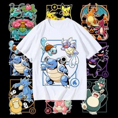 アニメシーン/キャラクター柄 プリント Tシャツ 男女兼用 Pokémon ポケモン ｔシャツ ピカチュウ サトシ ゲームフリーク コスプレ衣装　コスチューム　スラムダンク グッズ