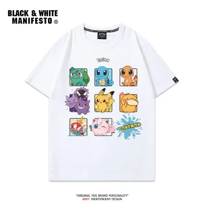 アニメシーン/キャラクター柄 プリント Tシャツ 男女兼用 Pokémon ポケモン ｔシャツ ピカチュウ サトシ ゲームフリーク コスプレ衣装　コスチューム　スラムダンク グッズ