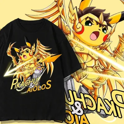 アニメシーン/キャラクター柄 プリント Tシャツ 男女兼用 Pokémon ポケモン ｔシャツ ピカチュウ サトシ ゲームフリーク コスプレ衣装　コスチューム　スラムダンク グッズ