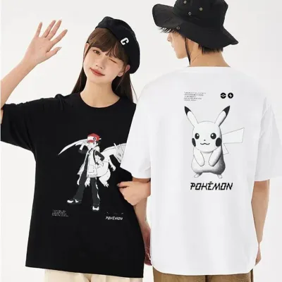 アニメシーン/キャラクター柄 プリント Tシャツ 男女兼用 Pokémon ポケモン ｔシャツ ピカチュウ サトシ ゲームフリーク コスプレ衣装　コスチューム　スラムダンク グッズ