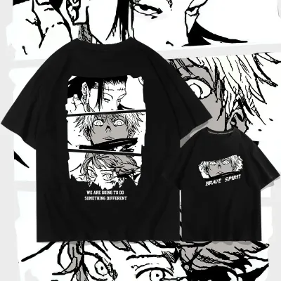 アニメシーン/キャラクター柄 プリント Tシャツ 男女兼用 呪術廻戦風 ｔシャツ 半袖 長袖 パーカー 両面宿儺 五条悟 釘崎野薔薇 伏黒恵 五条霊輔 伏黒神威 虎杖悠仁 狗巻棘 狗巻毛吉 家入冨士太 コスプレ衣装　コスチューム　グッズ