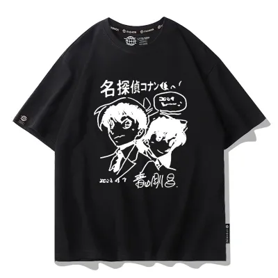 アニメシーン/キャラクター柄 プリント Tシャツ 男女兼用 名探偵コナン風 ｔシャツ 半袖 長袖 パーカー 毛利小五郎 毛利蘭 工藤新一 吉田步美 灰原哀 コスプレ衣装　コスチューム　グッズ